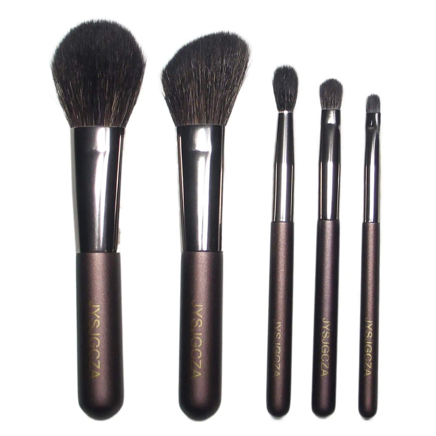 Professional makeup brush set 5-Piece Makeup Brush Set Foundation Brush with Travel Makeup Bag(Coffee color)