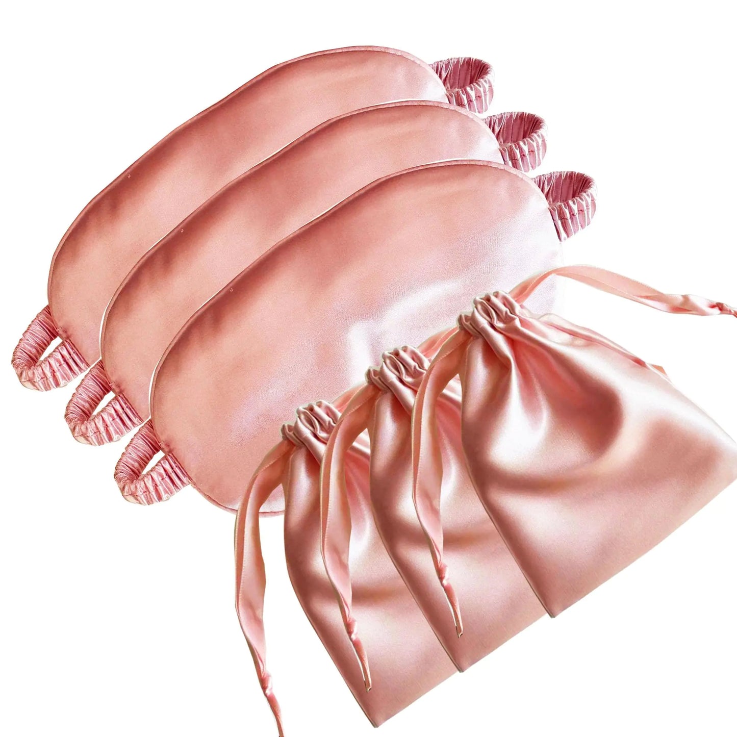 QSYW Eye Sleep Mask Silk Eye Mask for Sleeping Satin Eye Cover Satin Eye mask for Sleeping Silk Storage Bag Pink 3 Pcs